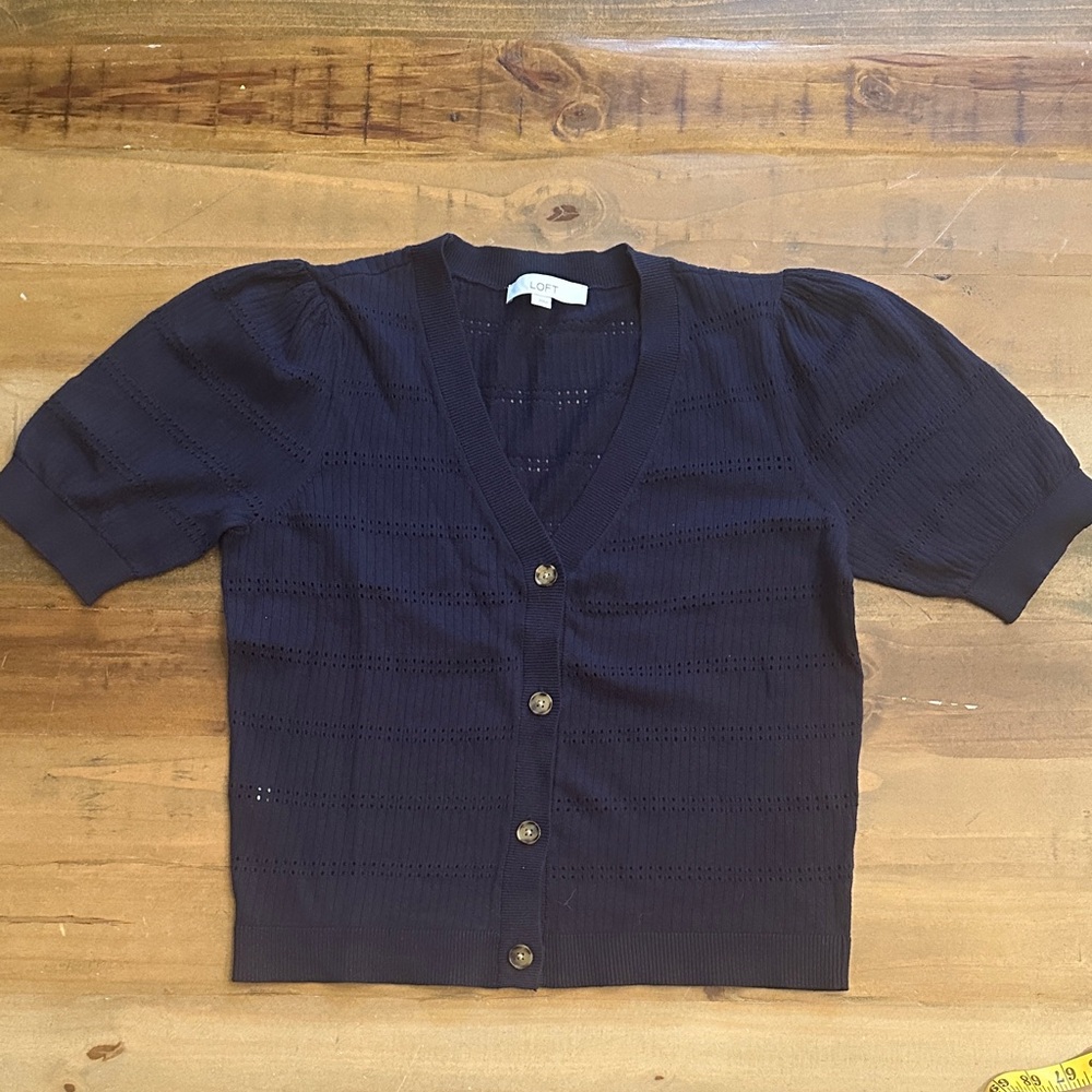 LOFT NAVY Knit Cardigan